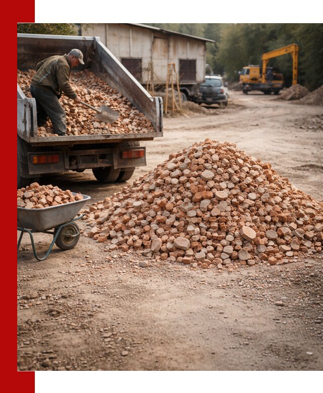 Доставка и подушка из боя кирпича с разгрузкой в Мичуринске