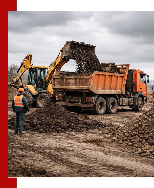 Вывоз грунта и строительного мусора в Мичуринске грузовыми самосвалами